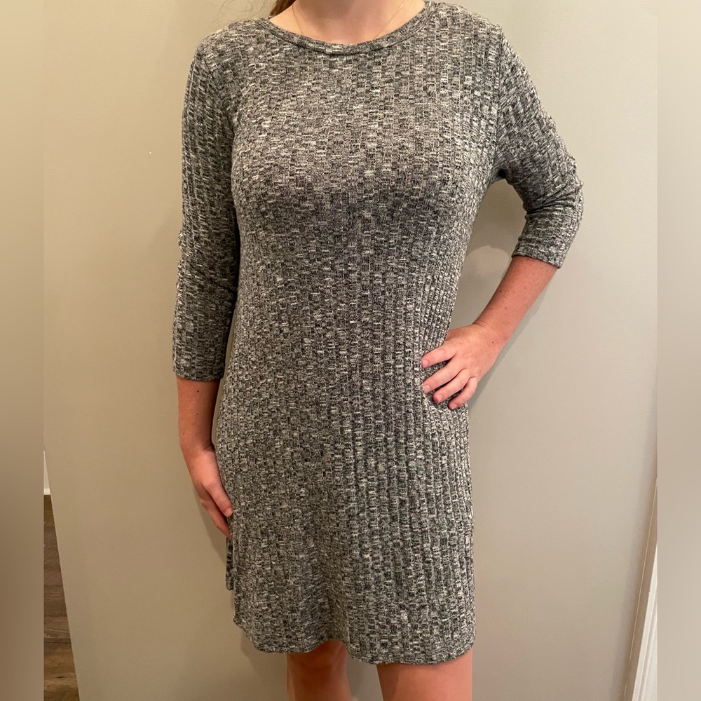 Grey soft long sleeve dress